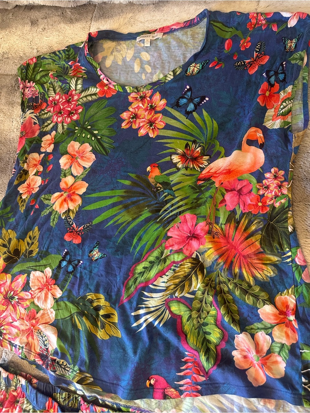 Johnny Was Navy Tropical Floral Two-Piece Lounge Set - Picture 3 of 11